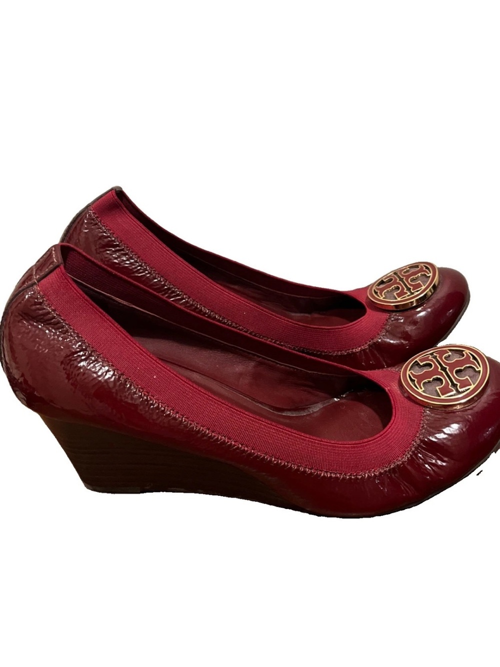 Tory Burch Red patent leather wedge pumps Sz 10M - Picture 2 of 8